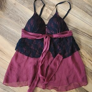 BURGUNDY & BLACK SEXY LINGERIE